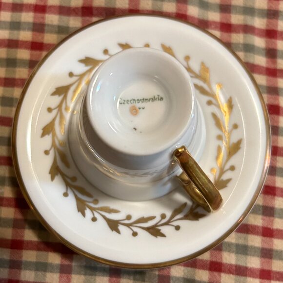 Vintage Czechoslovakia Teacup & Saucer - Holds Two Ounces of Liquid - Picture 3 of 7